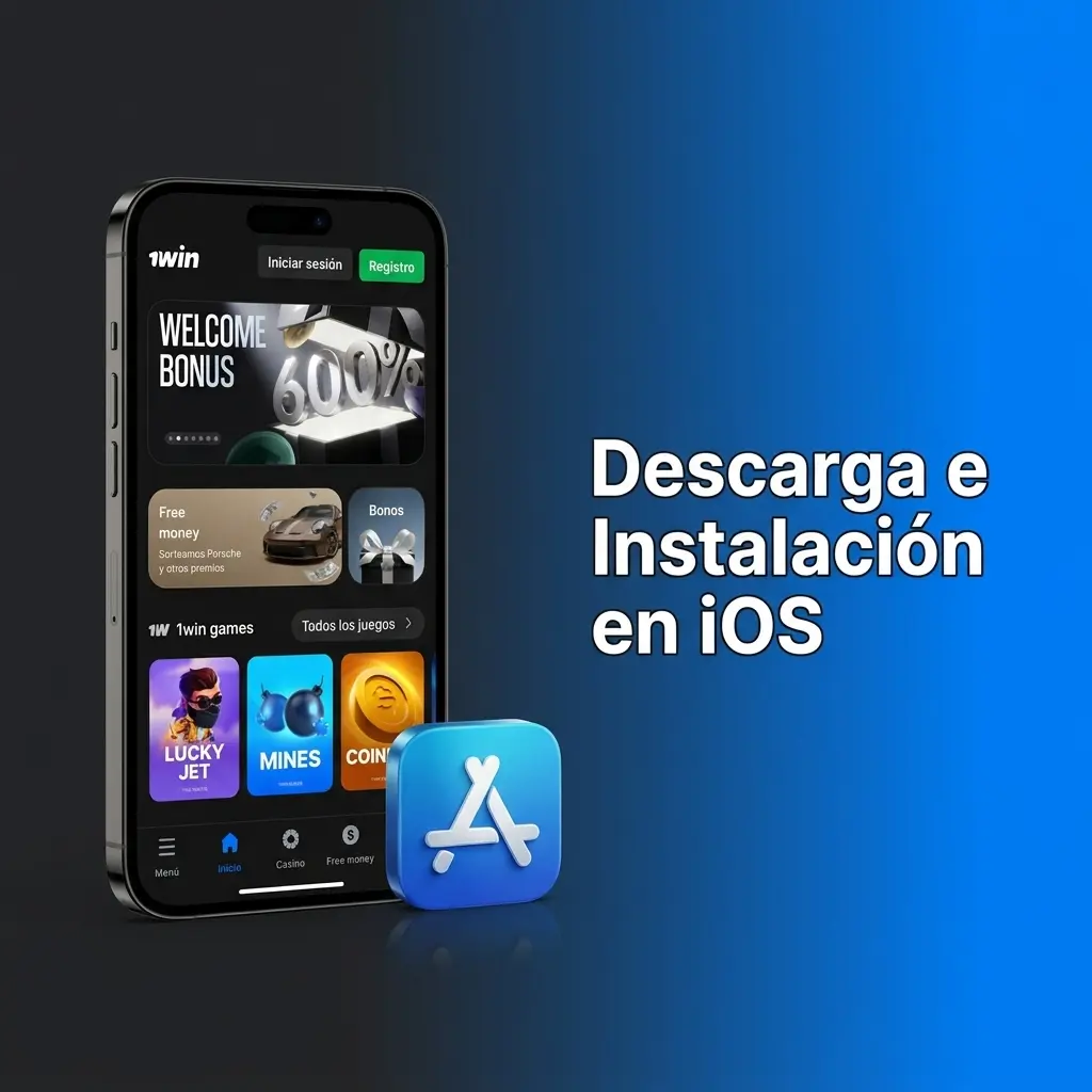 Descarga e instalación de la app 1win en iPhone con iOS 12.0 desde la App Store para jugar Aviator