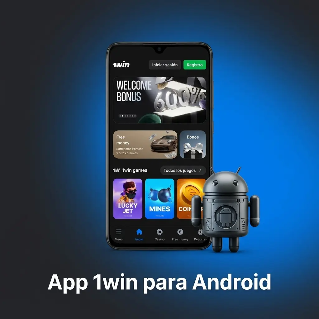 Aplicación móvil 1win para Android con opciones de apuestas deportivas y casino disponible en Perú